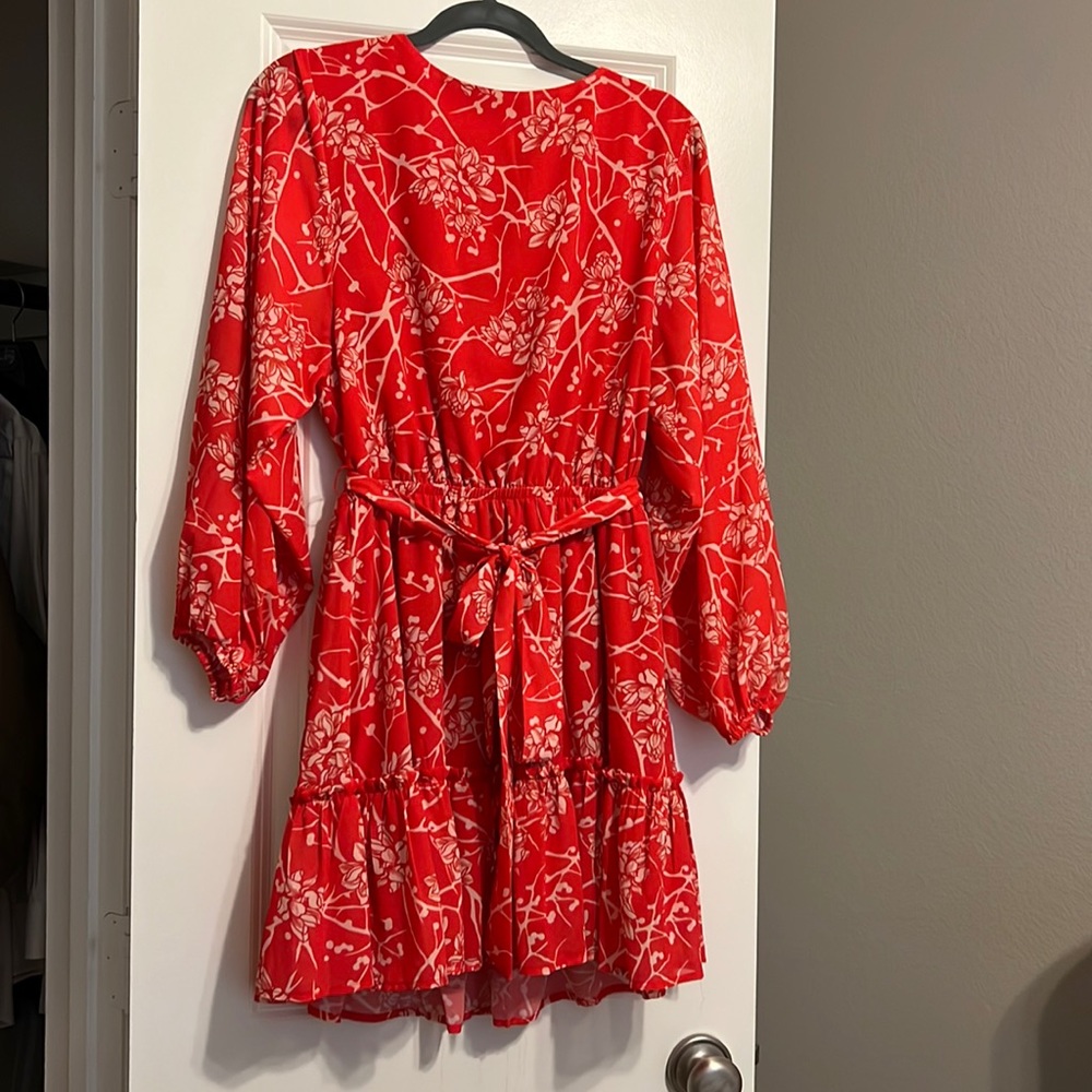 Orange Red Flouncy Dress